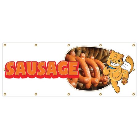 Sausage Banner Heavy Duty 13 Oz Vinyl with Grommets Single Sided -  SIGNMISSION, B-120 Sausage